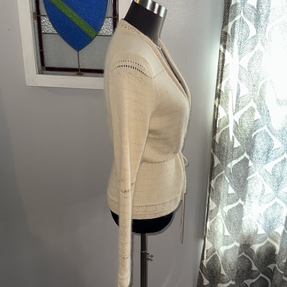 The Limited Y2K Angora Blend Tie Front Cardigan SZ Medium - Picture 8 of 9